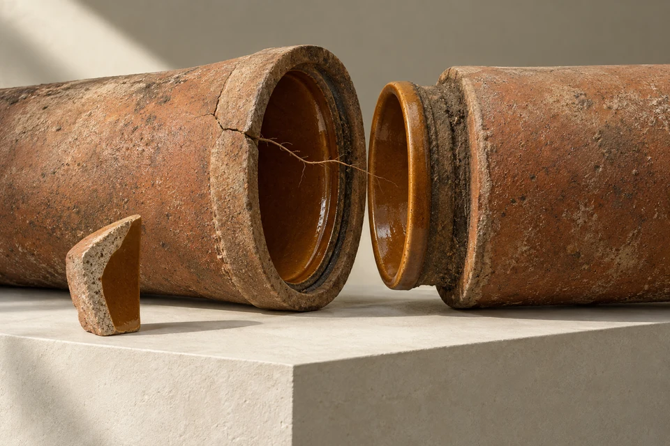 Conceptual illustration of terracotta body · socket joint · brittle wall
