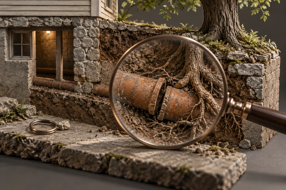 Conceptual illustration of house clues · camera findings · condition deadline